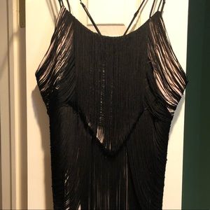 Black fringed cocktail dress